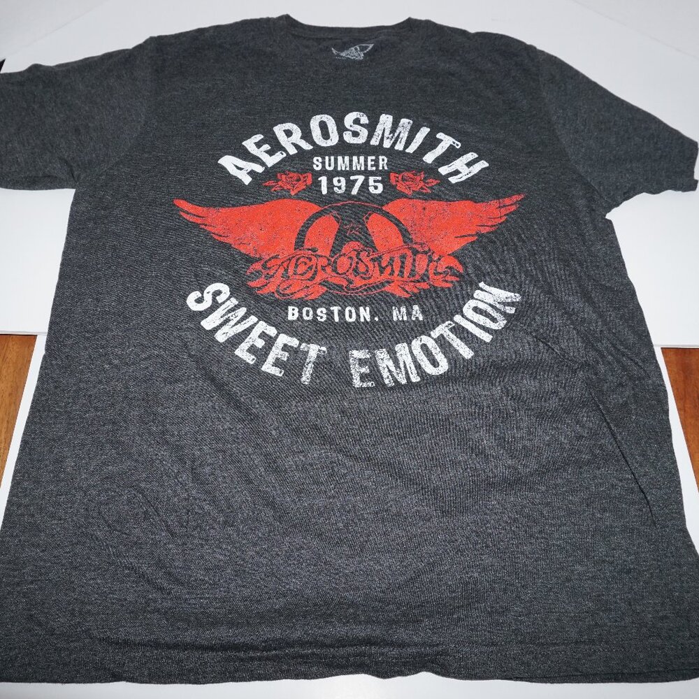 Aerosmith Sweet Emotion Graphic Band Tee Shirt Dark Gray Size M